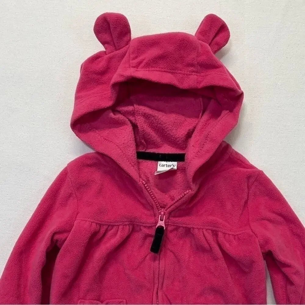 Carter’s Pink Fleece Jacket Hoodie Full Zip Girls Size 6 Months pink